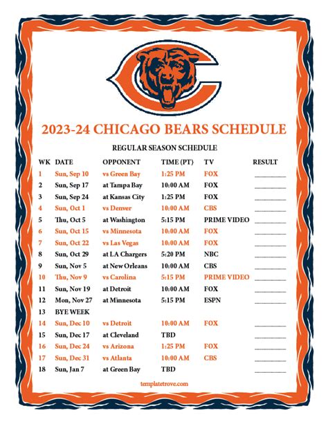 chicago bears schedule leak|2024 NFL Schedule Release: Chicago Bears schedule tracker